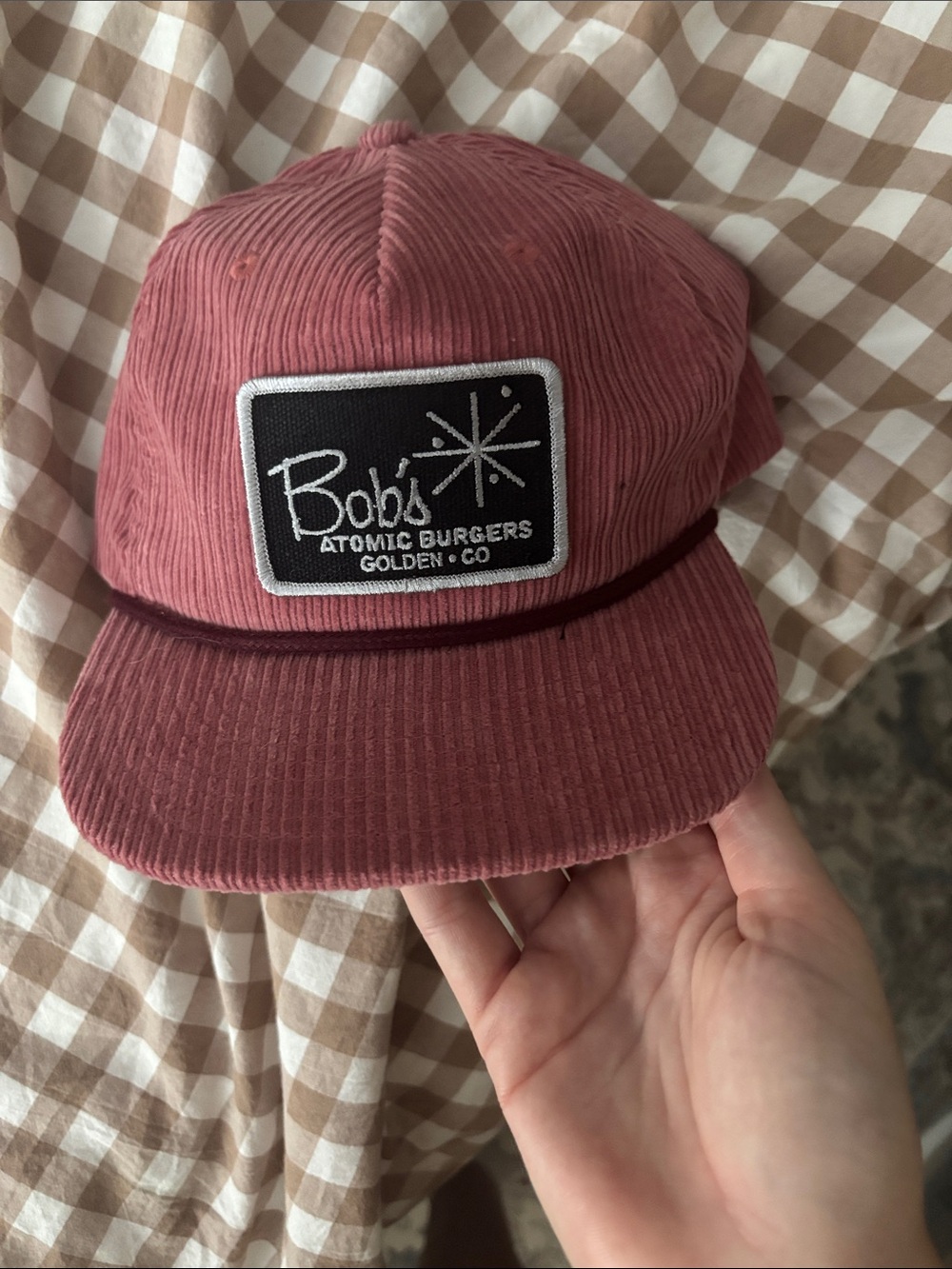 Colorado Corduroy Cap in Dusty Rose with Black Patch